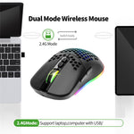 2.4G Bluetooth-compatible Dual Mode Honeycomb Shell Wireless Mouse with RGB Backlit for Laptop PC Computer