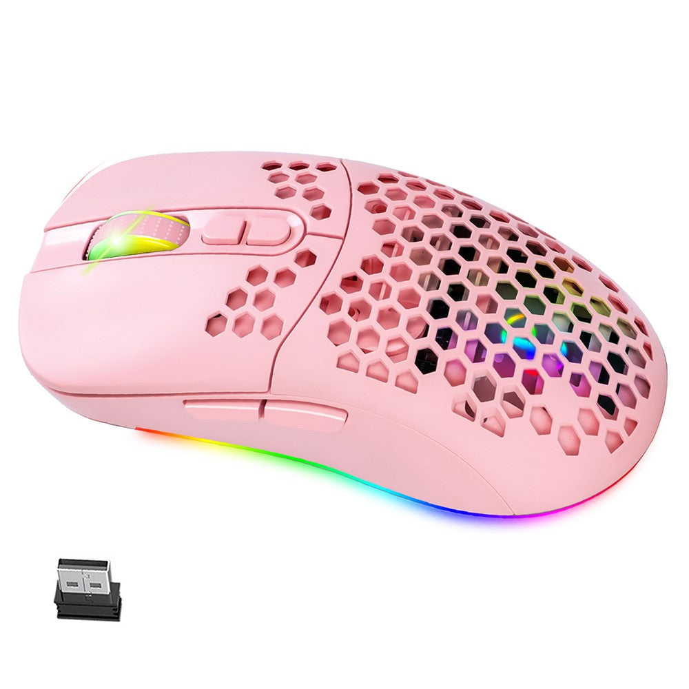 2.4G Bluetooth-compatible Dual Mode Honeycomb Shell Wireless Mouse with RGB Backlit for Laptop PC Computer