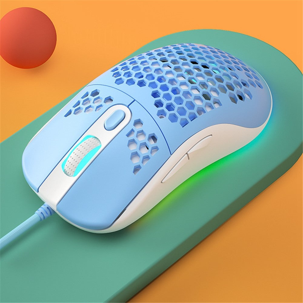 IBLANCOD GM01 Letvægts Honeycomb Gaming Mus 6D Programmerbar Mus med RGB-Baggrundsbelysning