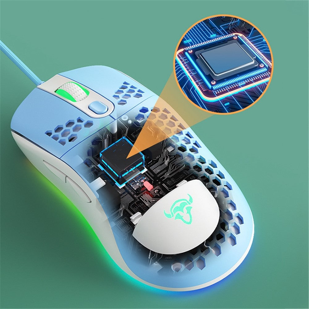 IBLANCOD GM01 Letvægts Honeycomb Gaming Mus 6D Programmerbar Mus med RGB-Baggrundsbelysning
