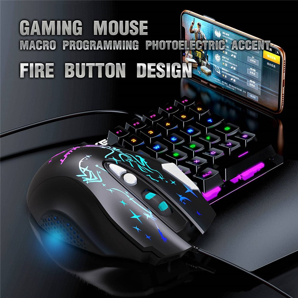 YWYT G855 Wired RGB Gaming Mouse 8-Button 6400 DPI Office Home Mice with Side Buttons