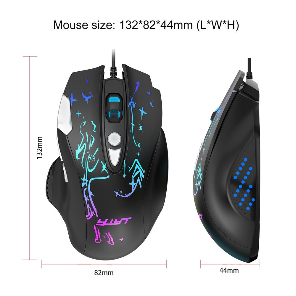 YWYT G855 Wired RGB Gaming Mouse 8-Button 6400 DPI Office Home Mice with Side Buttons