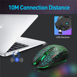 W210 2.4GHz Wireless Bluetooth-Compatible Silent Mouse RGB Light 6-Button Computer Mice with 1600 DPI for PC Laptop