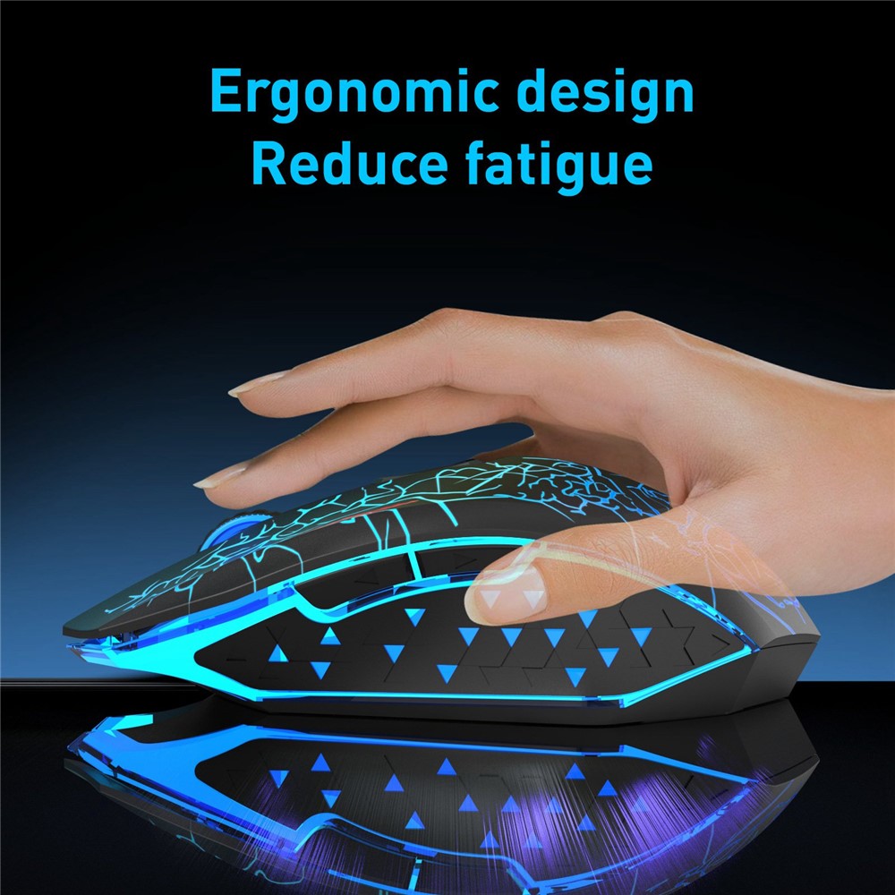 W210 2.4GHz Wireless Bluetooth-Compatible Silent Mouse RGB Light 6-Button Computer Mice with 1600 DPI for PC Laptop