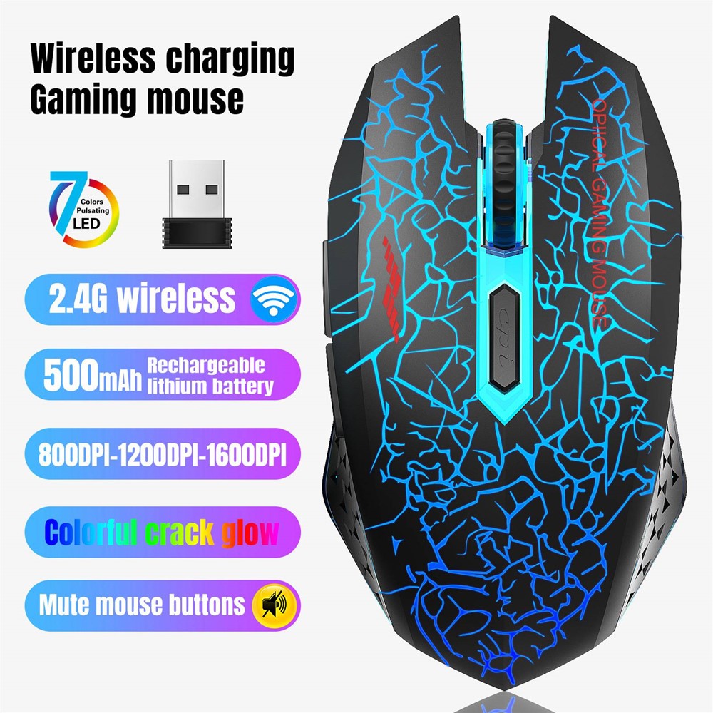 W210 2.4GHz Wireless Bluetooth-Compatible Silent Mouse RGB Light 6-Button Computer Mice with 1600 DPI for PC Laptop