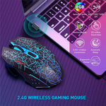W210 2.4GHz Wireless Bluetooth-Compatible Silent Mouse RGB Light 6-Button Computer Mice with 1600 DPI for PC Laptop