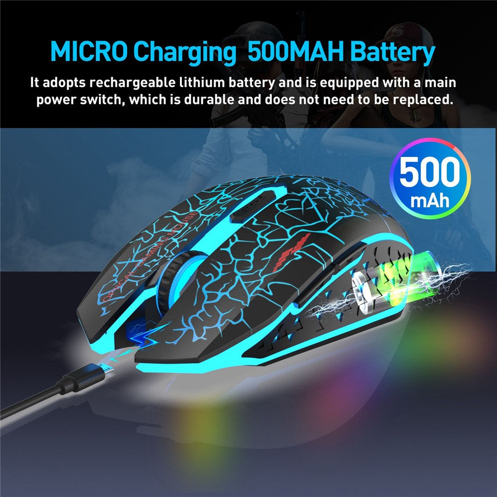 W210 2.4GHz Wireless Bluetooth-Compatible Silent Mouse RGB Light 6-Button Computer Mice with 1600 DPI for PC Laptop