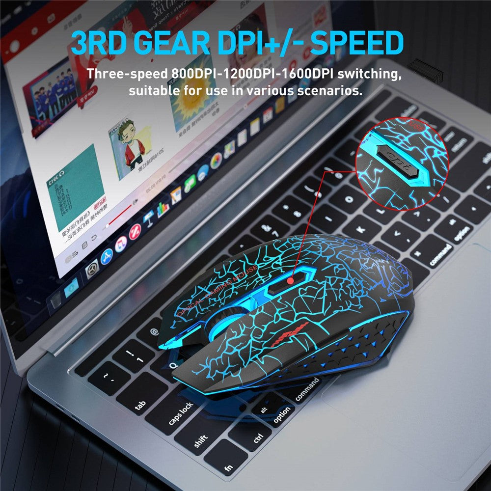 W210 2.4GHz Wireless Bluetooth-Compatible Silent Mouse RGB Light 6-Button Computer Mice with 1600 DPI for PC Laptop