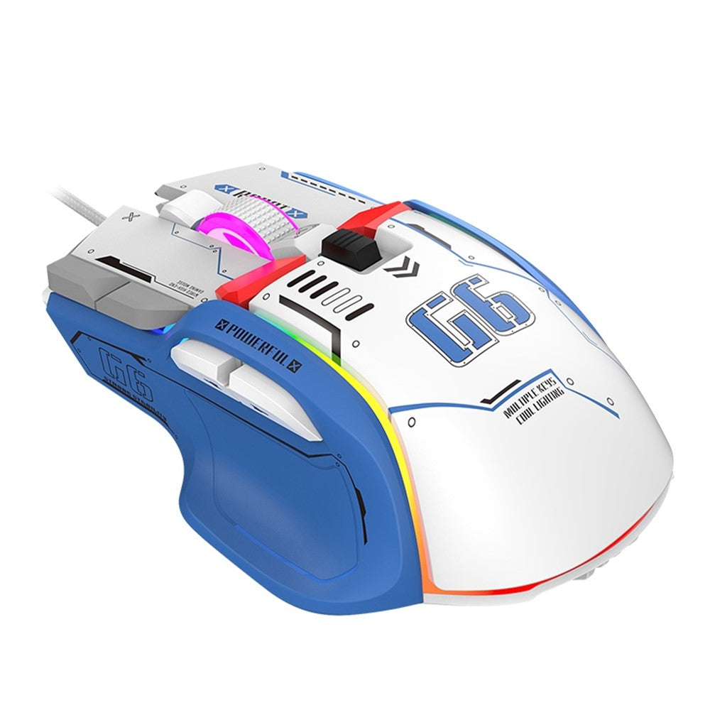 HXSJ G6 12800DPI 10 Buttons USB Wired Computer Laptop Mice Macro Programming Gaming Mouse with RGB Light