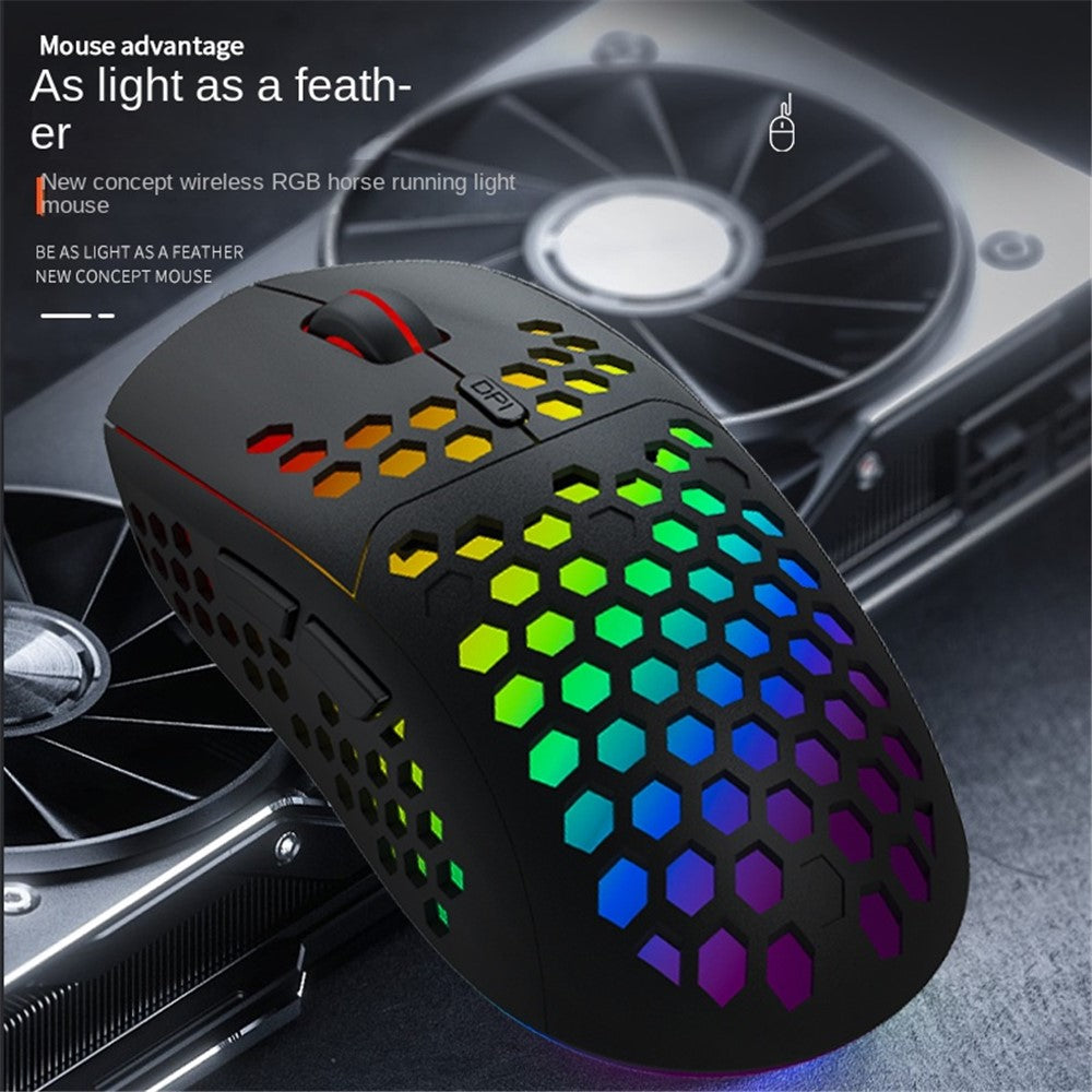 HEITIENIU BL110 2.4G Trådløs Mus 3200DPI Honeycomb Hule Optiske Mus med RGB Lys til PC, Bærbar