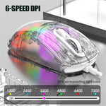 XUNFOX XYH10 USB Wired Transparent Mouse 6-Speed DPI 7 Keys Gaming Mouse with RGB Light for PC  /  Laptop