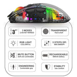 XYH20 2.4G+BT5.0+Wired Three Modes Transparent Mechanical Mouse 5-Speed DPI 7 Keys Gaming Mouse with RGB Light