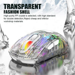XYH20 2.4G+BT5.0+Wired Three Modes Transparent Mechanical Mouse 5-Speed DPI 7 Keys Gaming Mouse with RGB Light
