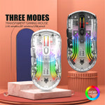 XYH20 2.4G+BT5.0+Wired Three Modes Transparent Mechanical Mouse 5-Speed DPI 7 Keys Gaming Mouse with RGB Light