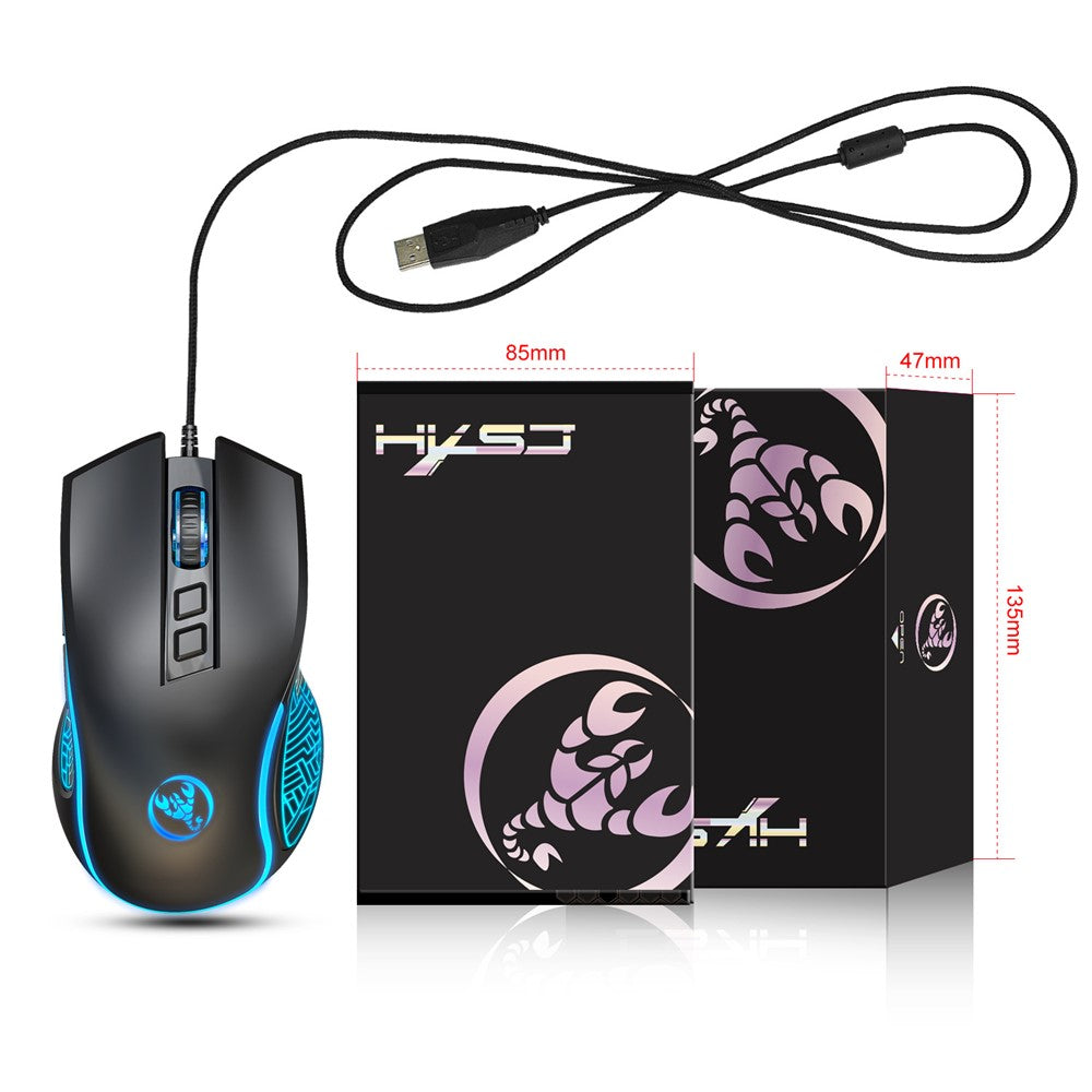 HXSJ X100 USB Wired Gaming Mouse 3600DPI Colorful Light Computer Laptop Mice