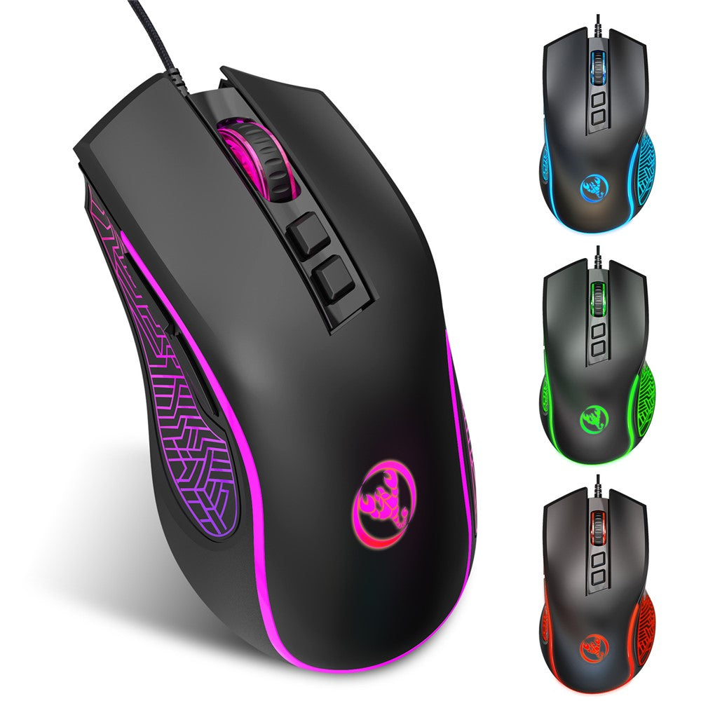 HXSJ X100 USB Wired Gaming Mouse 3600DPI Colorful Light Computer Laptop Mice