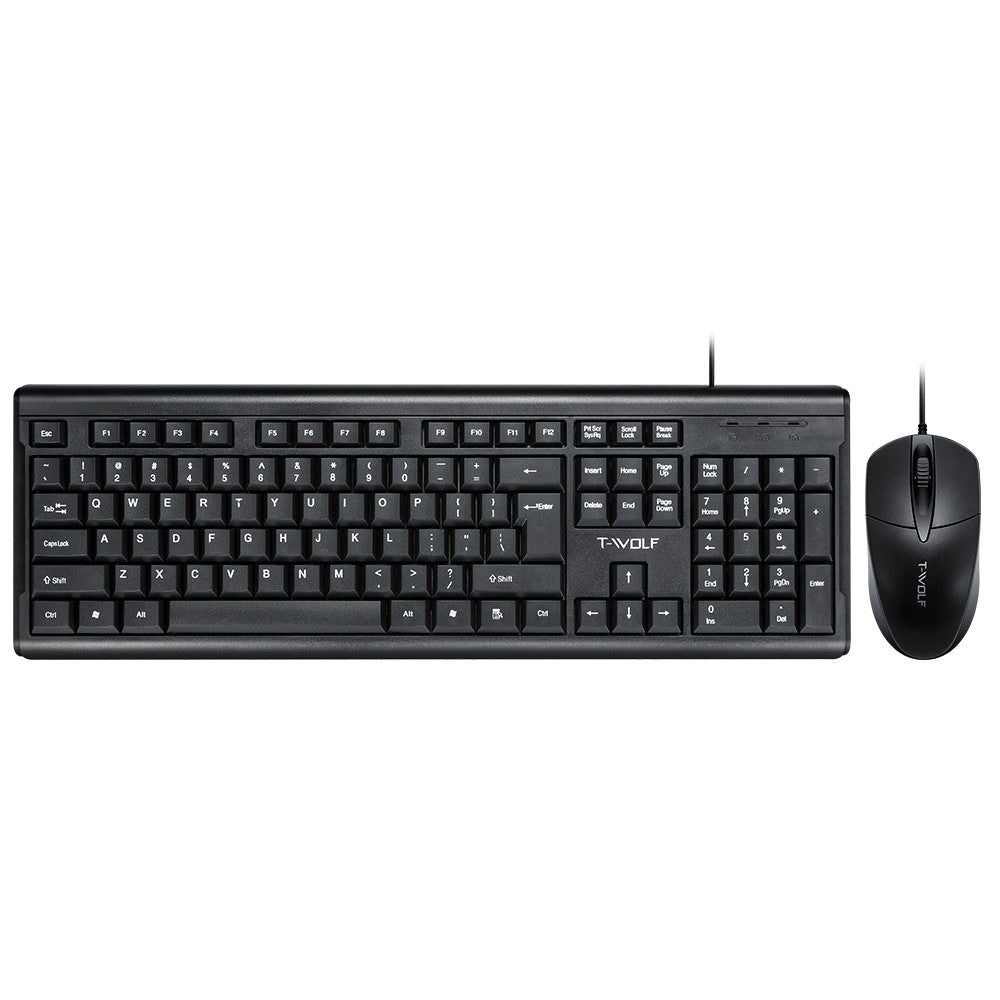 T-WOLF TF500 USB Kabelforbundet Tastatur Mus Sæt 104 Taster Tastatur til Computer PC Bærbar