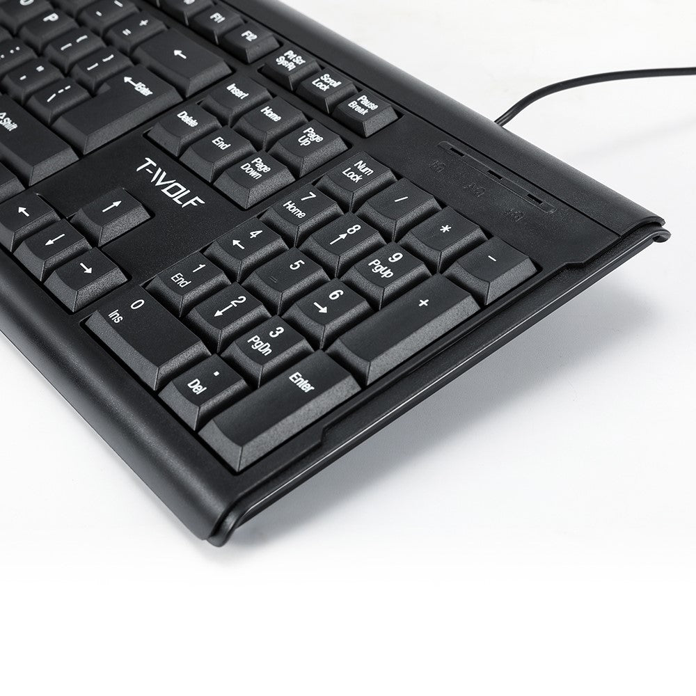 T-WOLF TF500 USB Kabelforbundet Tastatur Mus Sæt 104 Taster Tastatur til Computer PC Bærbar