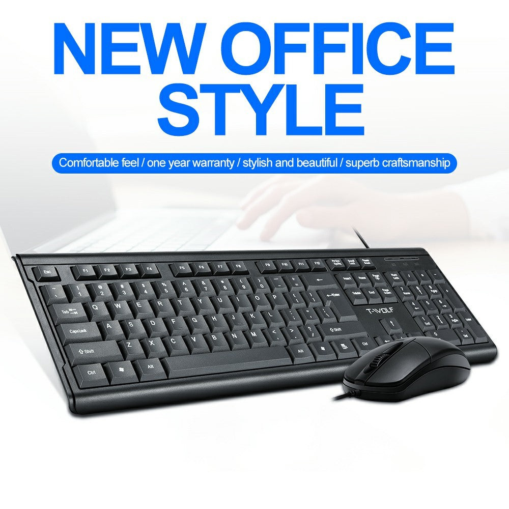 T-WOLF TF500 USB Kabelforbundet Tastatur Mus Sæt 104 Taster Tastatur til Computer PC Bærbar