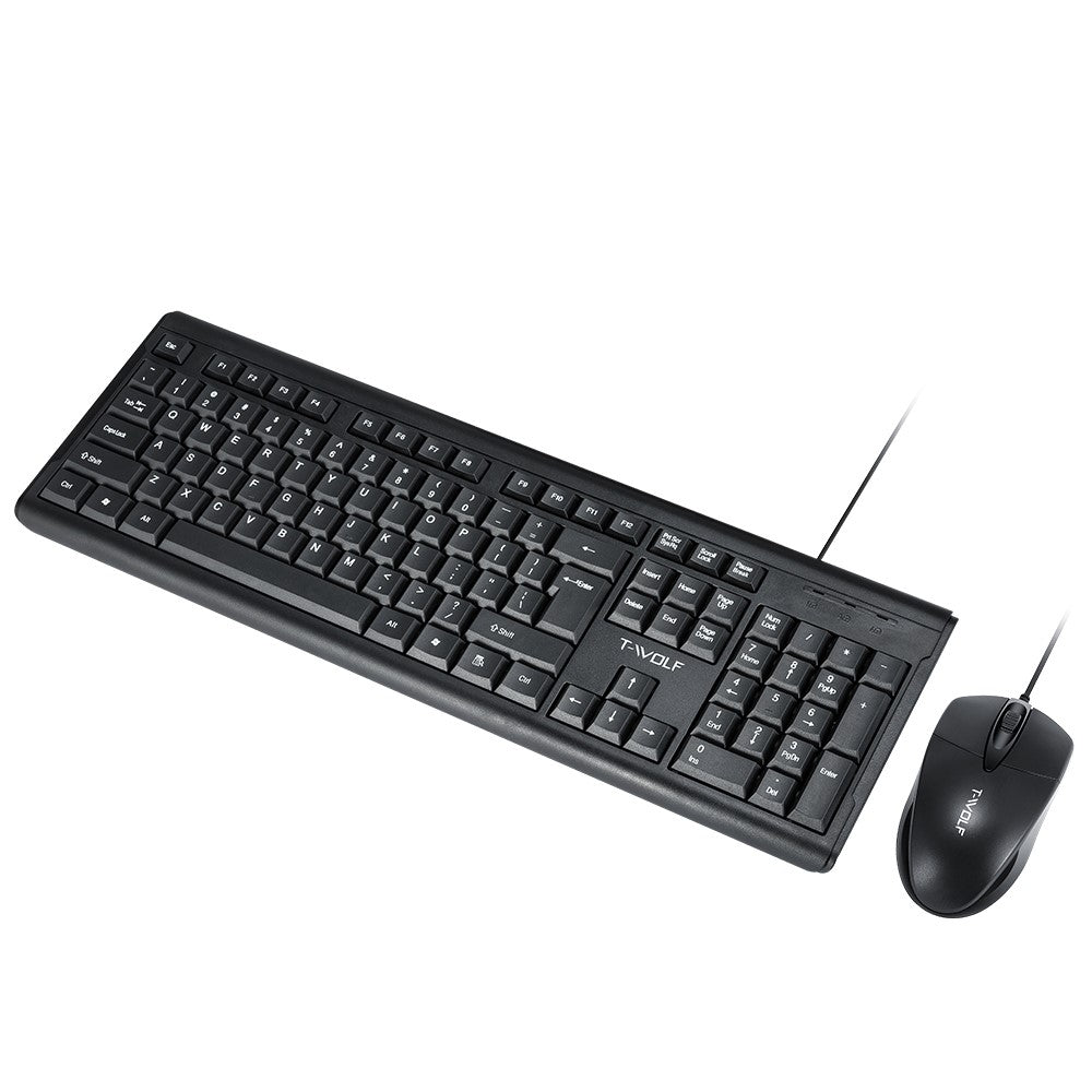 T-WOLF TF500 USB Kabelforbundet Tastatur Mus Sæt 104 Taster Tastatur til Computer PC Bærbar