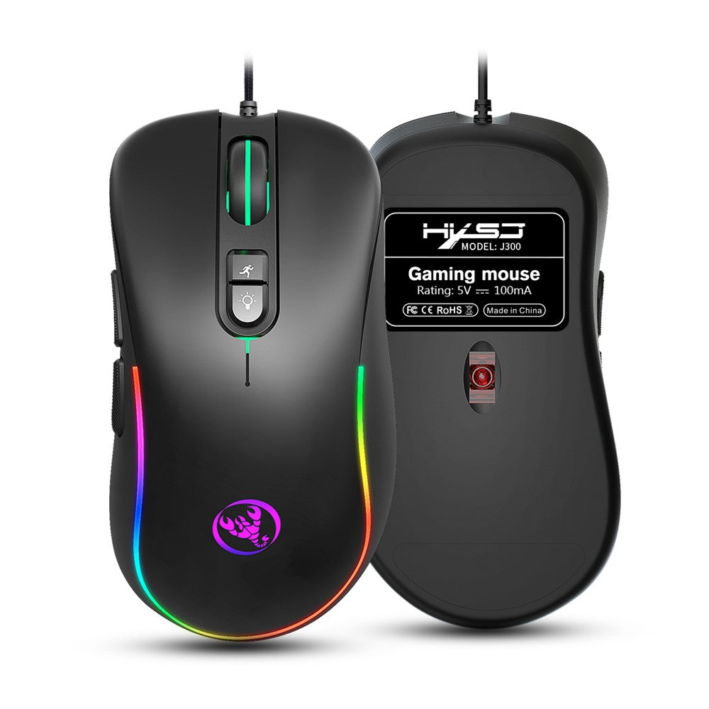HXSJ J300 RGB Lighting Programmable Gaming Mouse [7 Buttons]