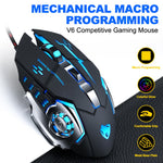 T-WOLF V6 USB Wired Mouse 6 Buttons Luminous Mechanical Computer Mouse