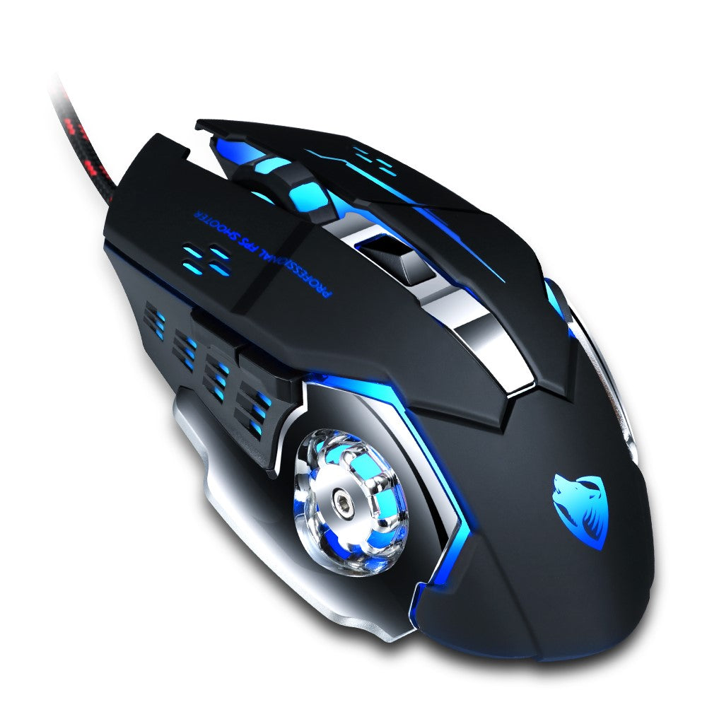 T-WOLF V6 USB Wired Mouse 6 Buttons Luminous Mechanical Computer Mouse