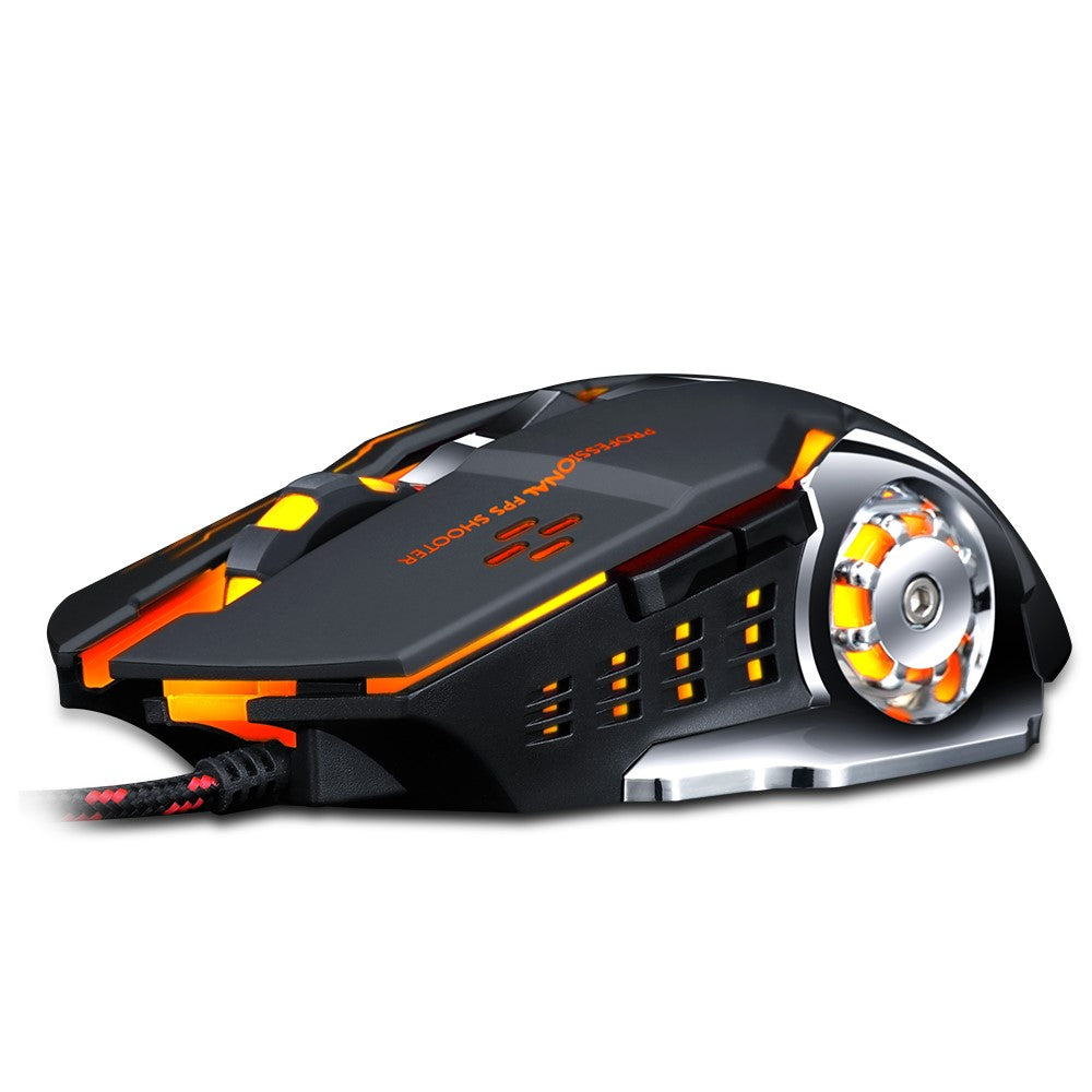 T-WOLF V6 USB Wired Mouse 6 Buttons Luminous Mechanical Computer Mouse
