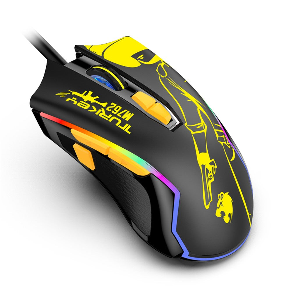 HM 762 USB Port 8 Keys Wired Colorful Luminous Gaming Mouse