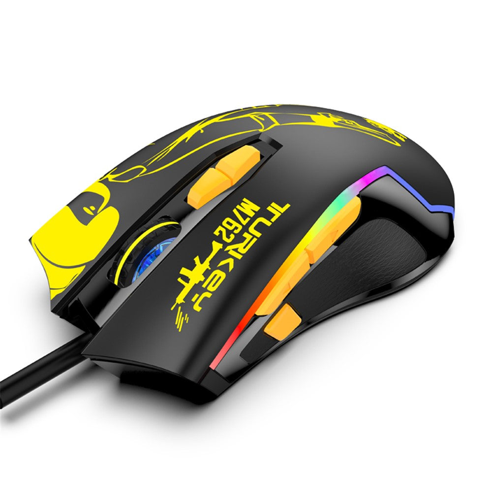 HM 762 USB Port 8 Keys Wired Colorful Luminous Gaming Mouse