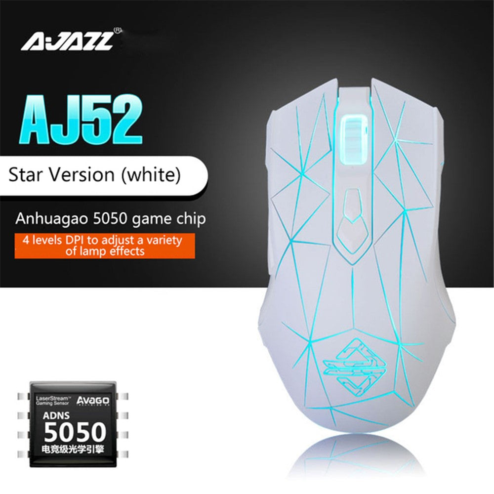 AJAZZ AJ52 Star Version USB Wired Gaming Mouse 2500DPl Optical Mice with RGB Breathing Lights for Gamer Computer