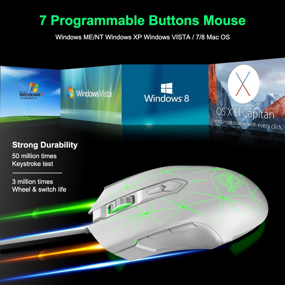 AJAZZ AJ52 Star Version USB Wired Gaming Mouse 2500DPl Optical Mice with RGB Breathing Lights for Gamer Computer