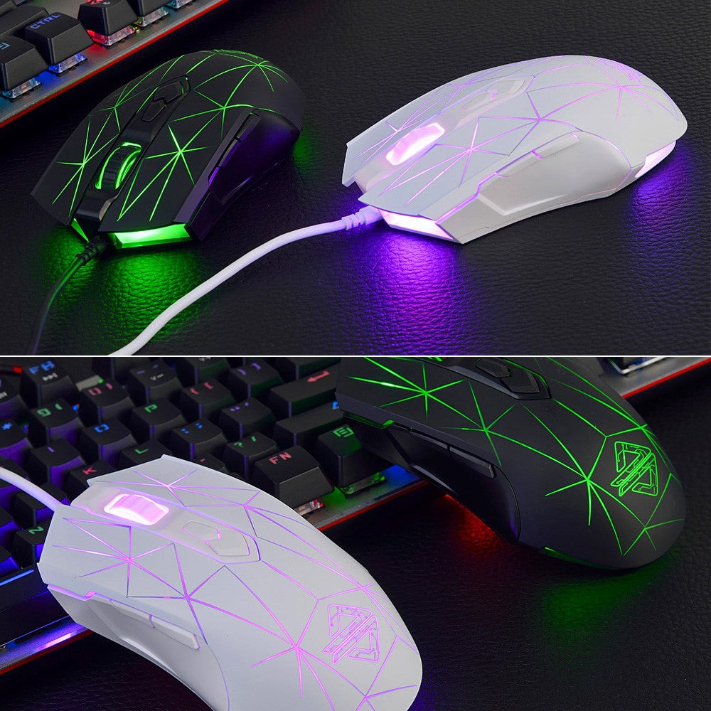 AJAZZ AJ52 Star Version USB Wired Gaming Mouse 2500DPl Optical Mice with RGB Breathing Lights for Gamer Computer