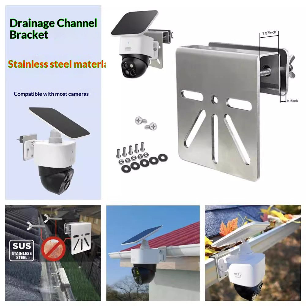180 Degree Rotation CCTV Camera Holder Bracket Stainless Steel Gutter Mount Stand