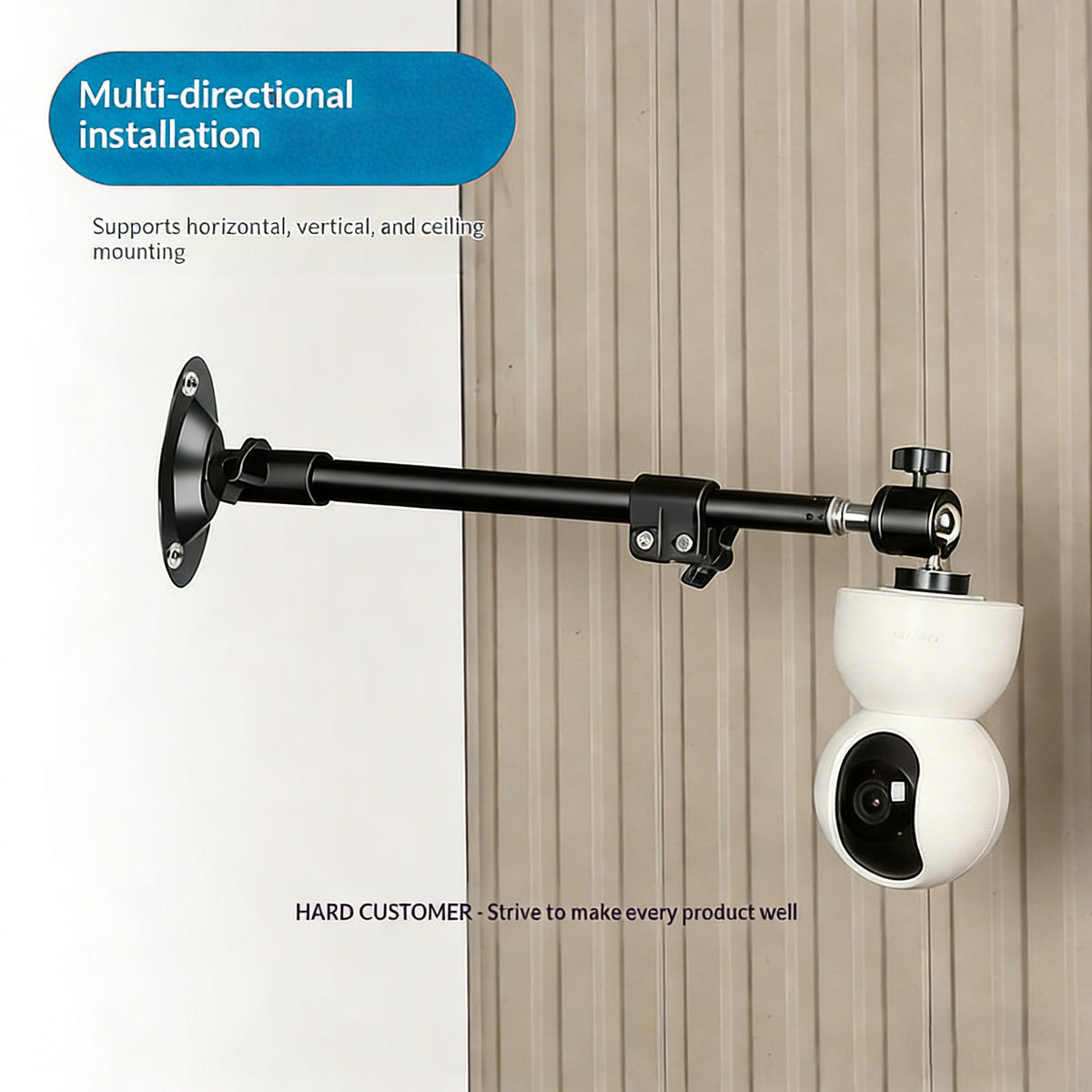 360 Degree Rotation Security Camera Holder Mount 35-50cm Carbon Steel Telescopic Arm Bracket