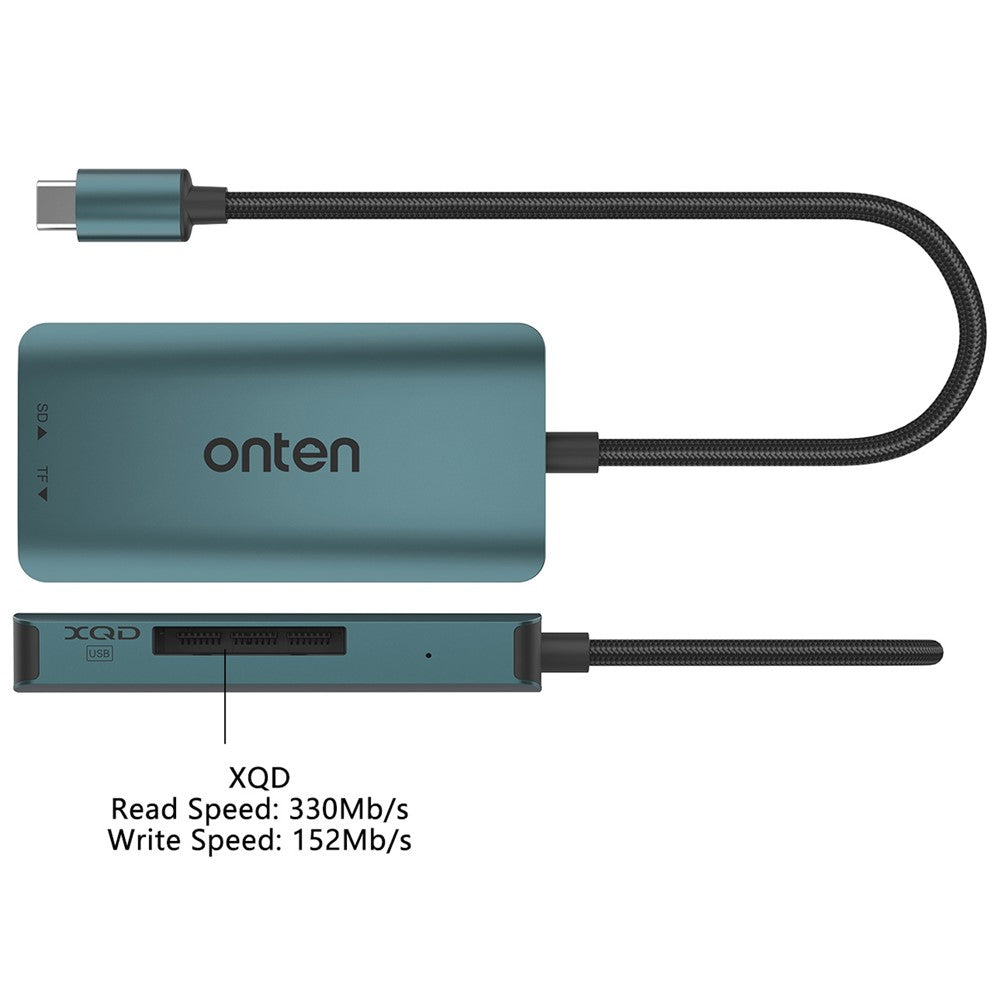 ONTEN C13 Typ-C Kortläsare Dataläsning för SD+XQD+TF-kort