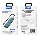 ONTEN UC123+ 15 cm kabel Type-C til HD+3xUSB3.0+USB-C+3.5mm porte USB Hub Adapter med knapper