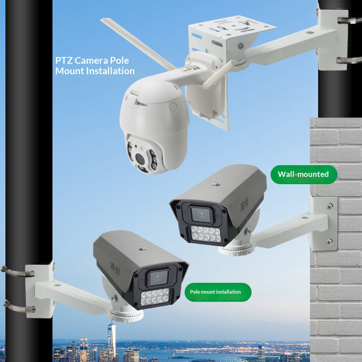 For CCTV Camera Pole Clamp Mount Bracket 360 Degree Rotation Security Camera Holder Stand