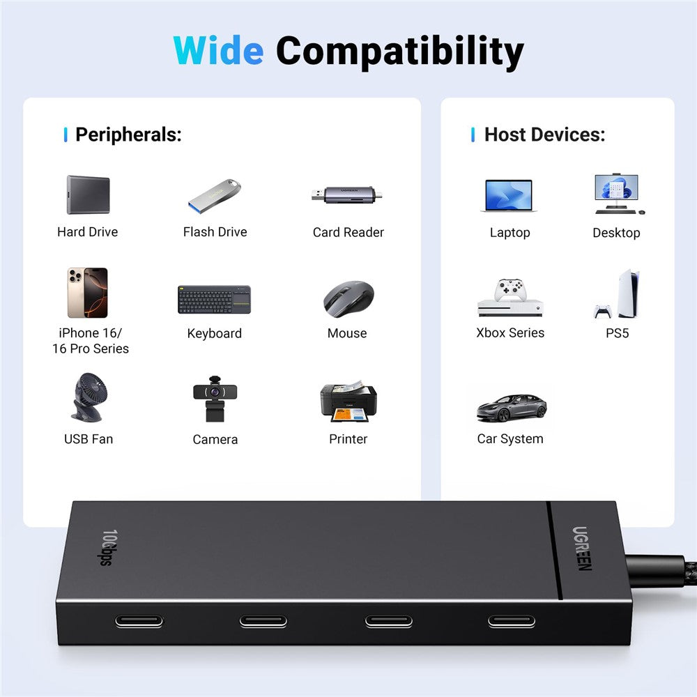 UGREEN 35584 USB C 4 in 1 Hub Adapter 0.3m Type-C to 4 Type-C Docking Station 10Gbps Data Transfer for PC / Laptop / Phone