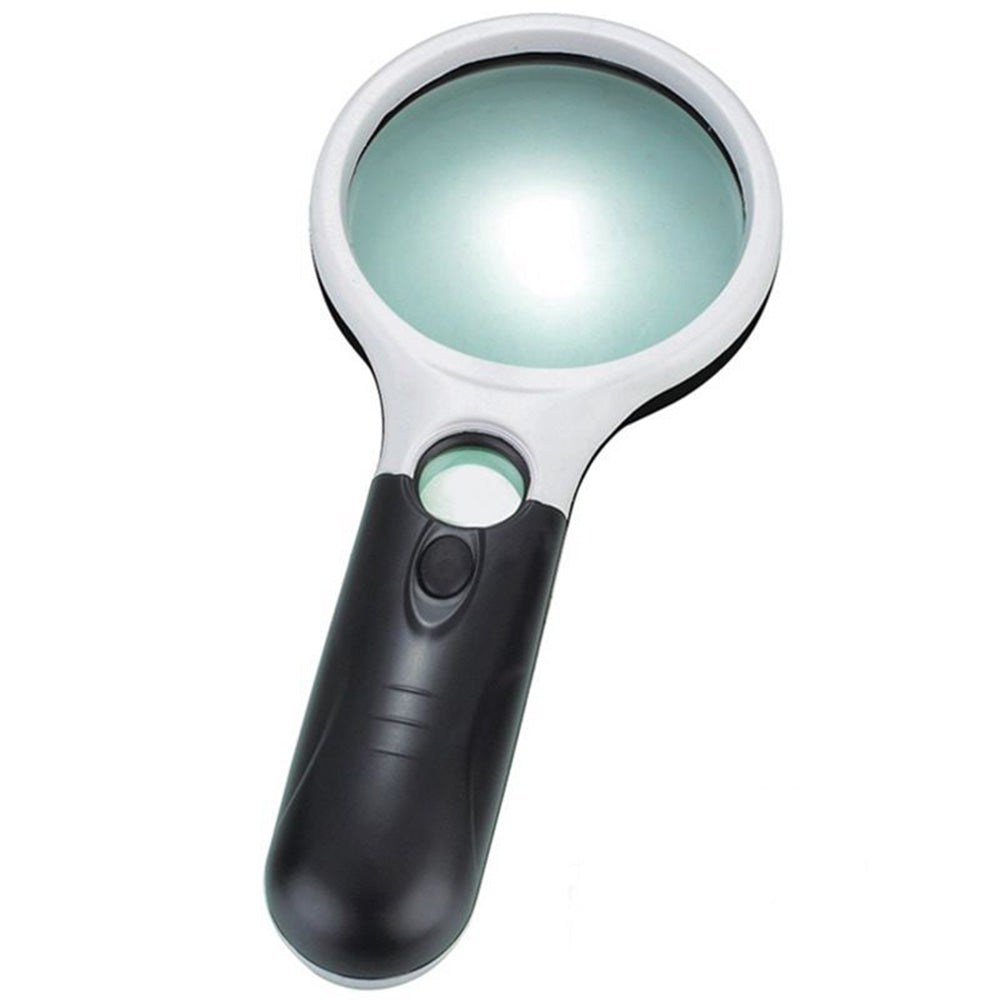 6902AB  3X + 45X Magnification Dual Lens Magnifying Glass with LED Light Handheld Jewelry Inspection Tool