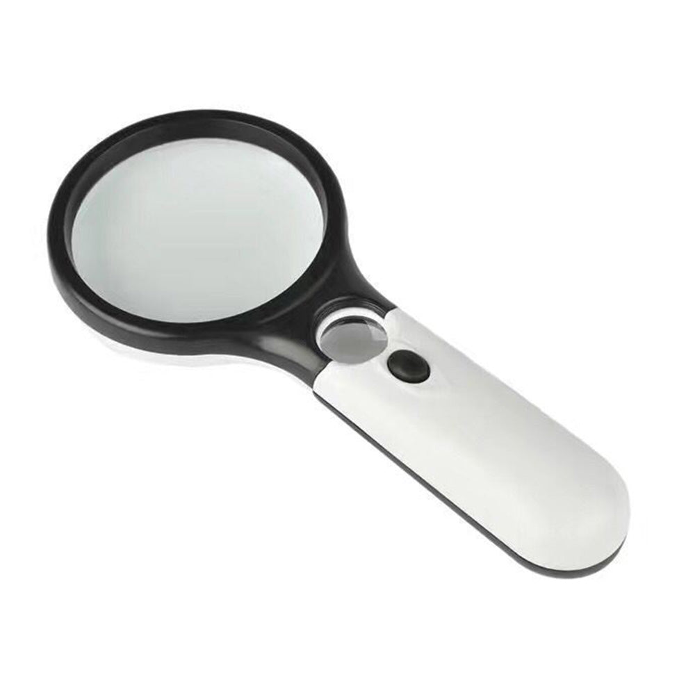 6902AB  3X + 45X Magnification Dual Lens Magnifying Glass with LED Light Handheld Jewelry Inspection Tool