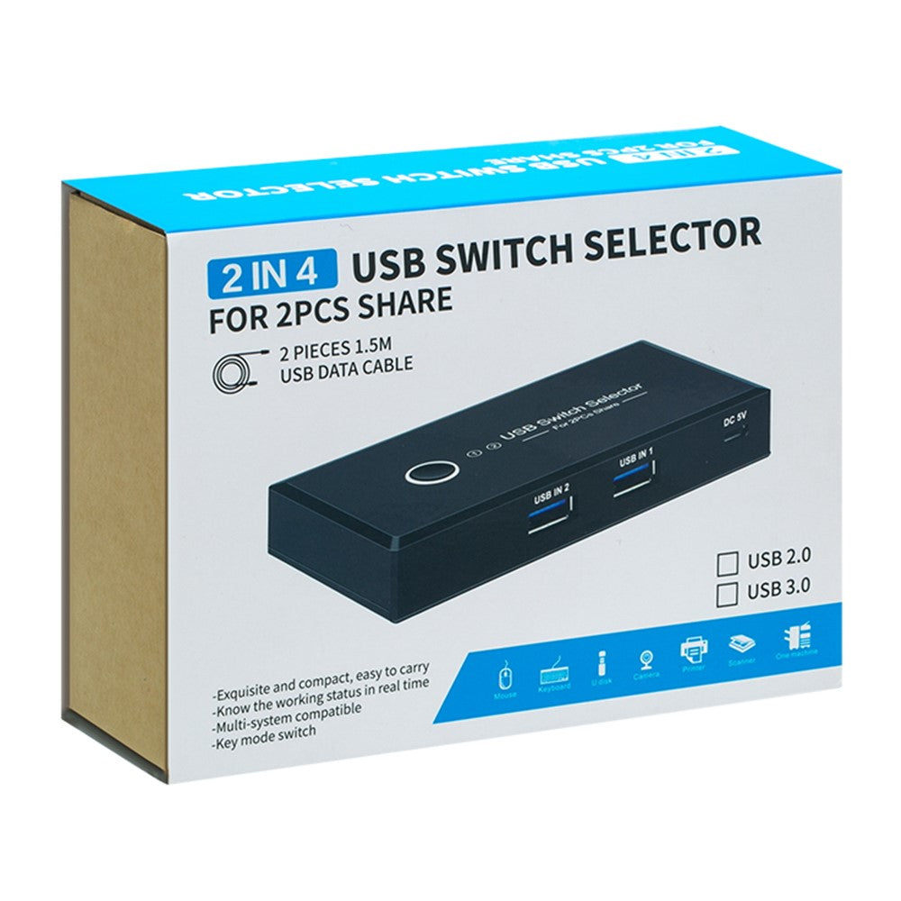 KY03 KVM USB 3.0 Switch Selector 2 Input 4 Output Sharing Splitter for Printer Mouse Keyboard USB Hub Sharing