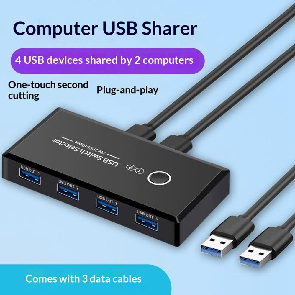KY03 KVM USB 3.0 Switch Selector 2 Input 4 Output Sharing Splitter for Printer Mouse Keyboard USB Hub Sharing
