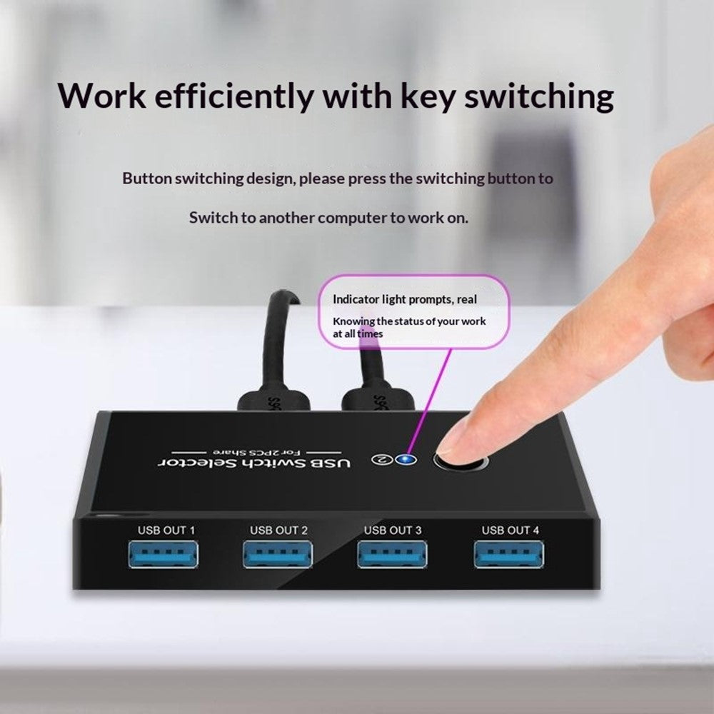 KY03 KVM USB 3.0 Switch Selector 2 Input 4 Output Sharing Splitter for Printer Mouse Keyboard USB Hub Sharing