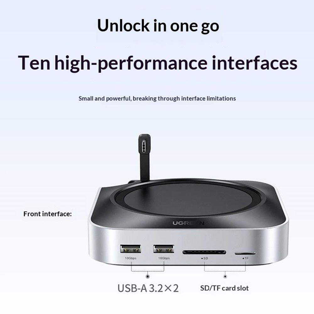 UGREEN CM841-65487 11-i-1 USB-C Hub til Mac Mini M4 / M4 Pro M.2 NVMe SSD Kabinet Dockingstation