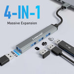 LEMORELE TC53 4 in 1 USB 3.0 Hub Aluminum Alloy 4-Port Expander Adapter for Laptop
