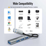 LEMORELE TC53 4 in 1 USB 3.0 Hub Aluminum Alloy 4-Port Expander Adapter for Laptop