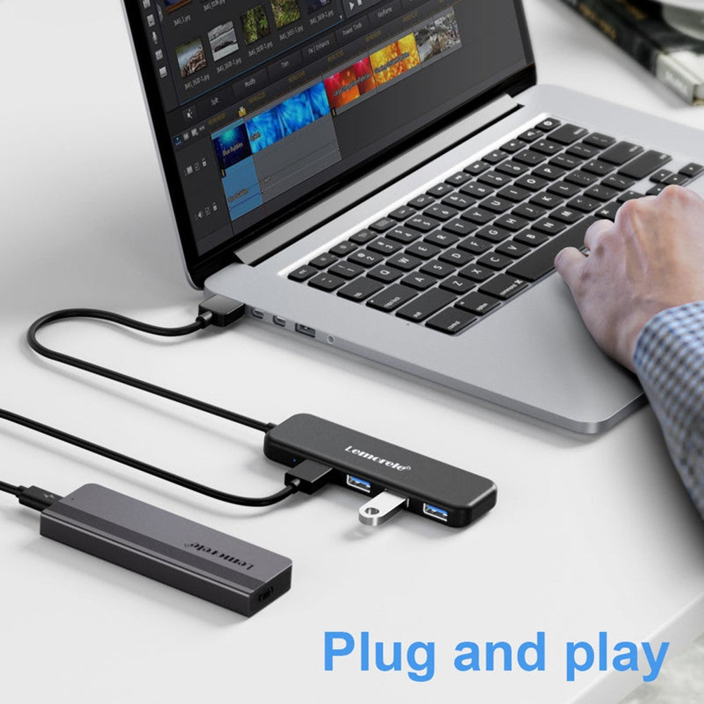 LEMORELE TC55 4-Port USB 3.0 Hub 5Gbps High Speed Multi-Port Splitter Expansion Dock