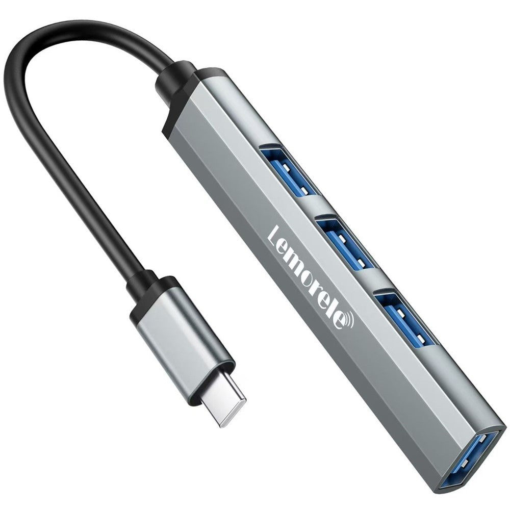 LEMORELE TC57 Portable USB-C Hub 4-Port USB 3.0 Splitter Adapter for Laptop Expansion Dock