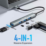 LEMORELE TC57 Portable USB-C Hub 4-Port USB 3.0 Splitter Adapter for Laptop Expansion Dock